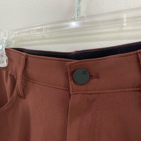 01. Algo Performance Pants Mens 33/34 Moisture Wicking Stretch Bitter Chocolate - Picture 3 of 9